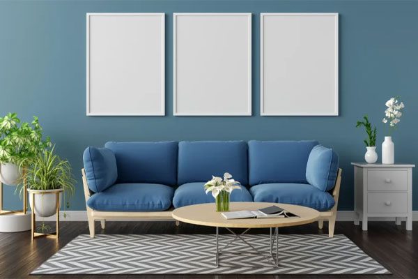 رنگ آبی با پارکت قهوه ای