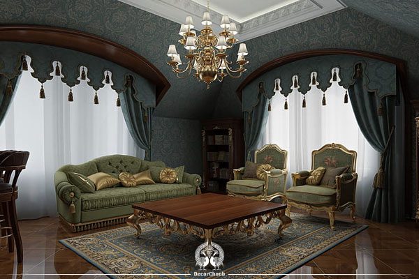 اتاق پذیرایی دارای سبک کلاسیک