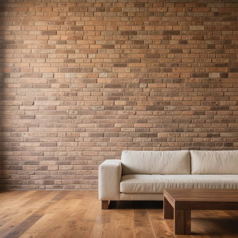 ترکیب جذاب دیوار آجری و کفپوش‌ های طرح چوب در دکوراسیون داخلی