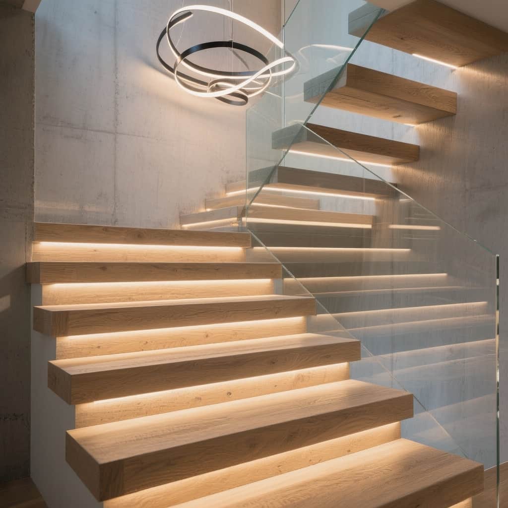 نورپردازی راه پله در سال 2025 و ترند تغییرات دکوراسیون