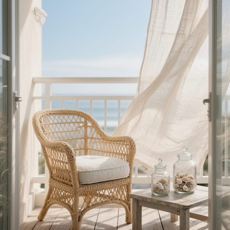 دکوراسیون ساحلی تراس با مواد طبیعی