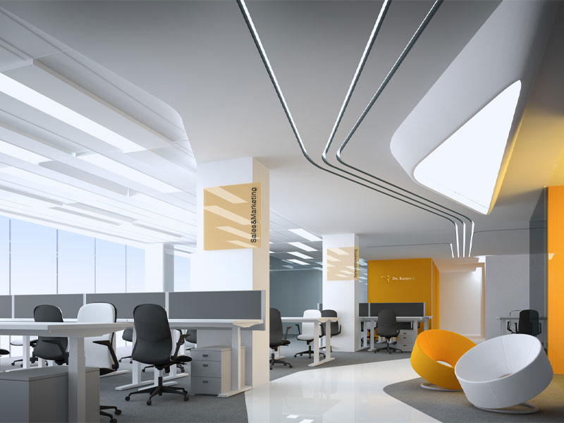 استفاده از قرنیزهای نوری در طراحی دفتر کار مدرن