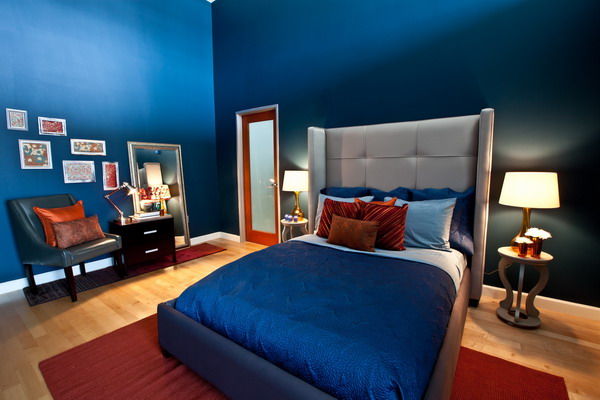 دکوراسیون اتاق خواب آبی کم رنگ 