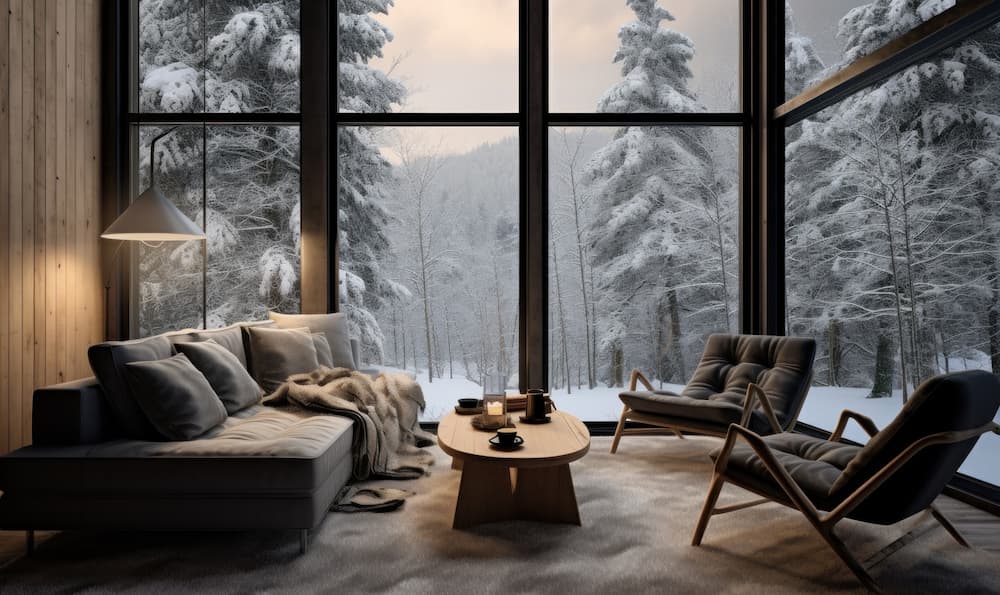 سالن پذیرایی با دکوراسیون زمستانی