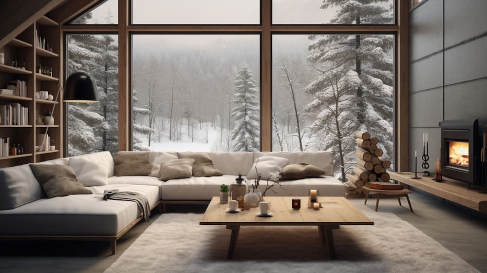 سالن پذیرایی با دکوراسیون زمستانی