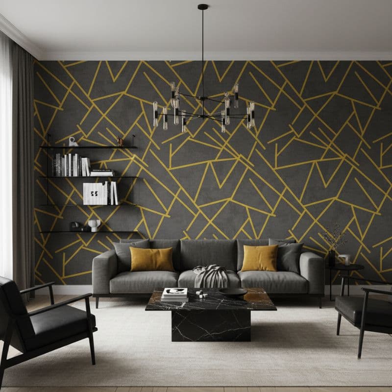 کاغذ دیواری رنگ روشن، خاکستری و زرد