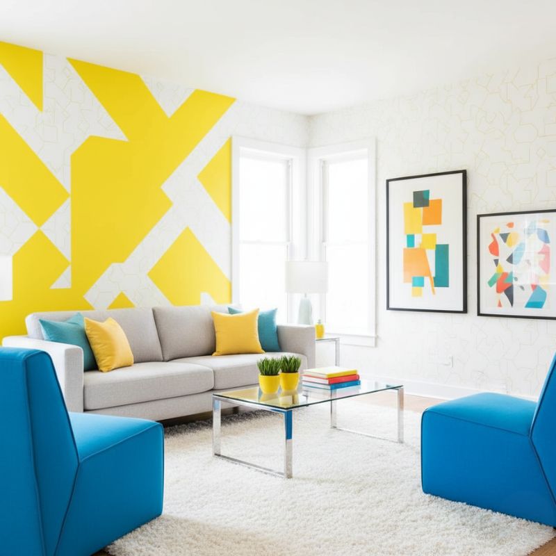 کاغذ دیواری رنگ روشن، سفید و زرد