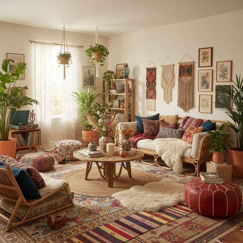 کاغذ دیواری رنگ روشن، سبک بوهو