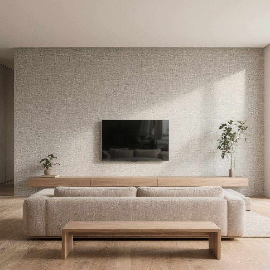 تاثیر نور بر رنگ کاغذ دیواری پشت تلویزیون