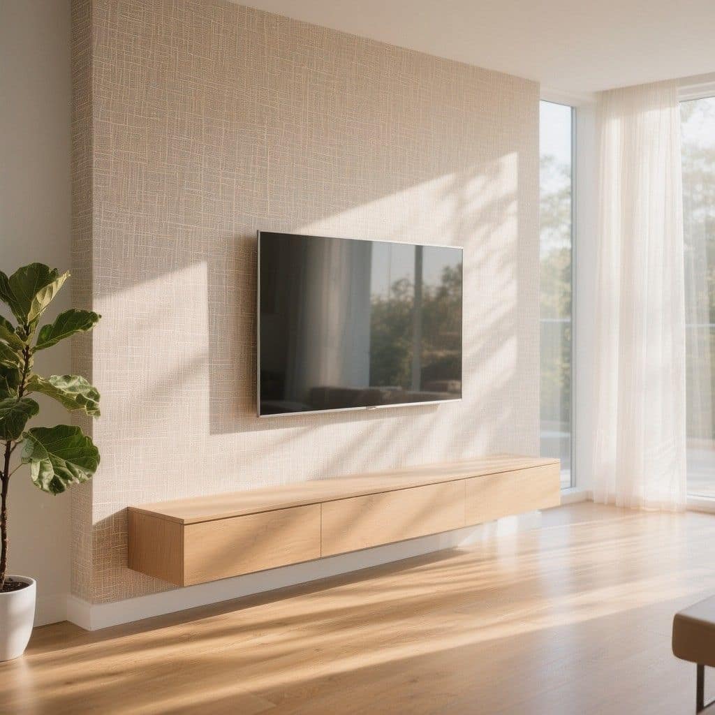 تاثیر نور بر رنگ کاغذ دیواری پشت تلویزیون