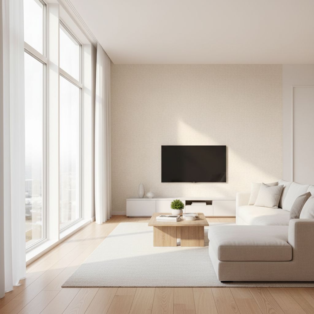 تاثیر نور بر رنگ کاغذ دیواری پشت تلویزیون