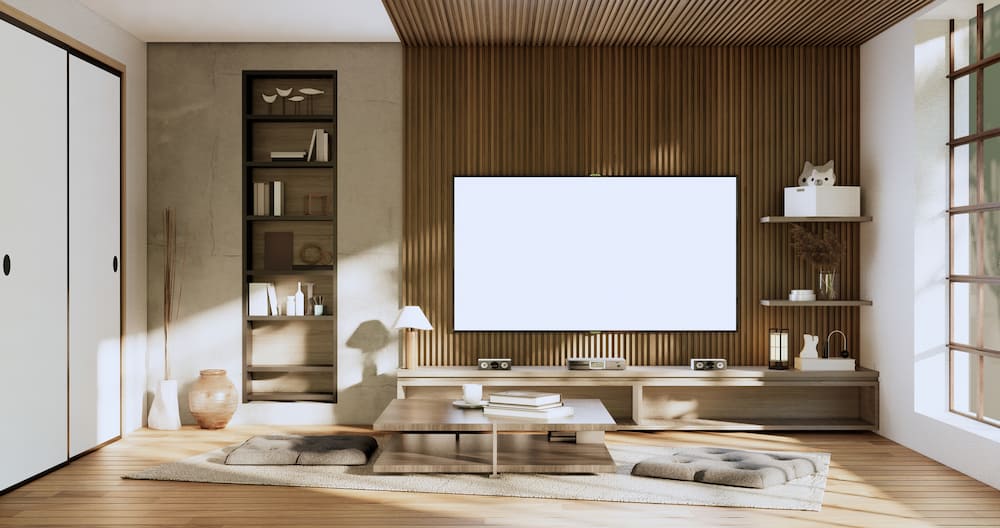 دیوارپوش پشت تلویزیون چوبی