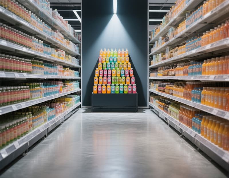 چیدمان قفسه ها در دکوراسیون سوپرمارکت