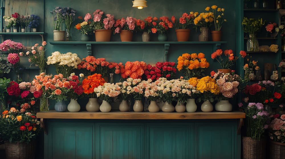 رنگ‌بندی دکوراسیون گل فروشی