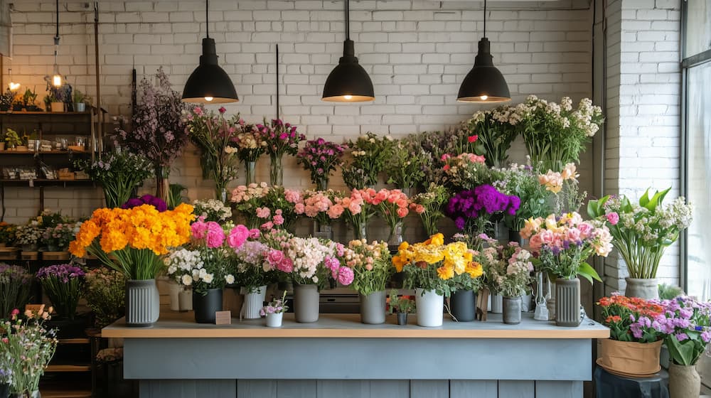 نورپردازی دکوراسیون گل فروشی
