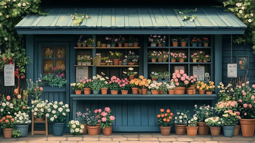 ویترین دکوراسیون گل فروشی