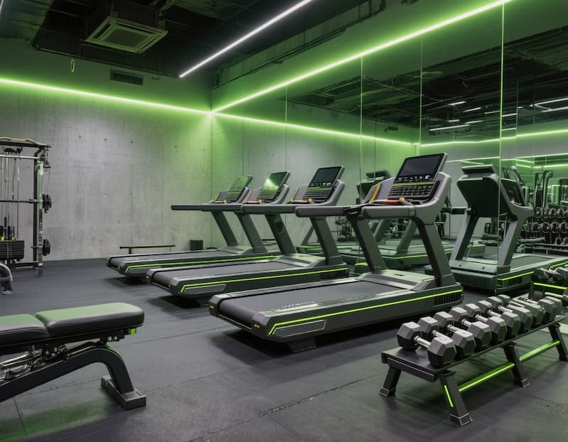 دکوراسیون بخش وزنه آزاد سالن بدنسازی