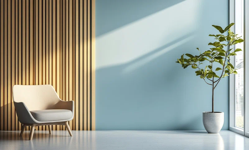 ترکیب دیوارپوش ترمووال و آینه برای بزرگتر نشان دادن خانه